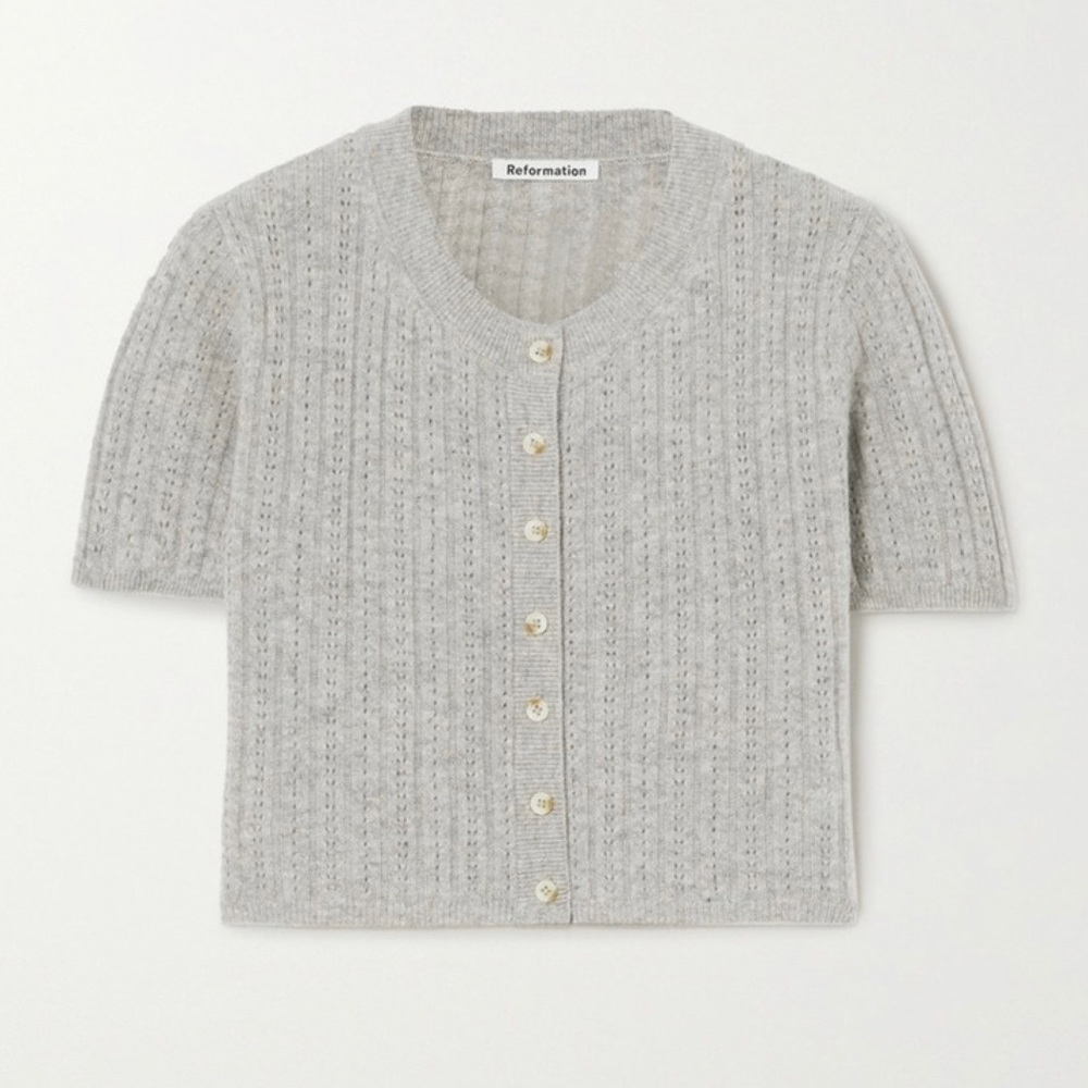 Reformation Grey Germaine Cropped Cashmere Sweater NEW